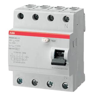 FH204AC-40/0,3 40А 4Р 300mA тип AC, ПЗВ ABB