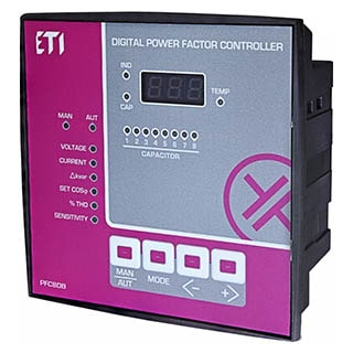PFC 8 DB (8 ступенів), Регулятор реактивної потужності ETI