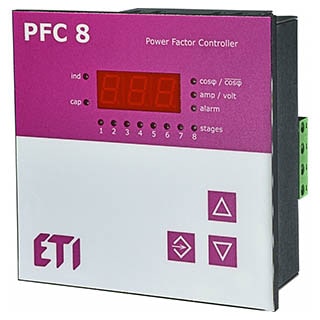 PFC 8 RS (8 ступенів), Регулятор реактивної потужності ETI