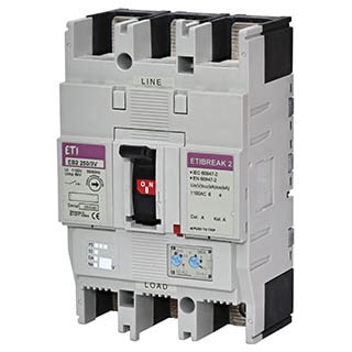 EB2 250/3V 160A 3p 1100V (0.63-1)In/(6-12)In, Автоматичний вимикач ETI