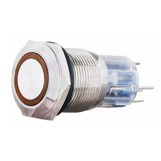 TYJ 19-271 Кнопка металева пласка з підсвічуванням, 1NO+1NC, жовта 220V