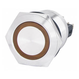 TYJ 22-271  Кнопка металева пласка з підсвічуванням, 1NO+1NC, жовта  24V