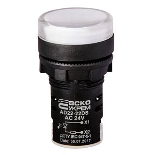 AD22-22DS біла 24V АC/DC, Сигнальна арматура