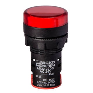 AD22-22DS червона 24V АC/DC, Сигнальна арматура