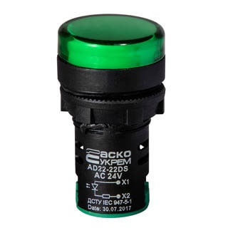 AD22-22DS зелена 24V АC/DC, Сигнальна арматура