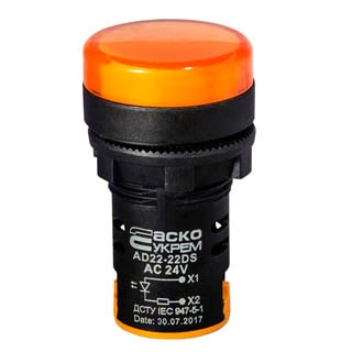 AD22-22DS жовта 24V АC/DC, Сигнальна арматура