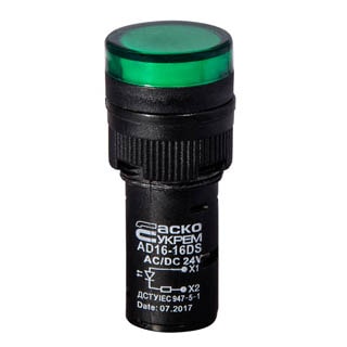 AD16-16DS зелена 220V АC, Сигнальна арматура