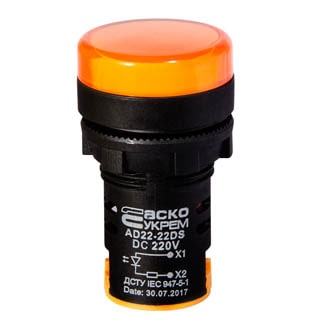 AD22-22DS жовта 220V DC, Сигнальна арматура