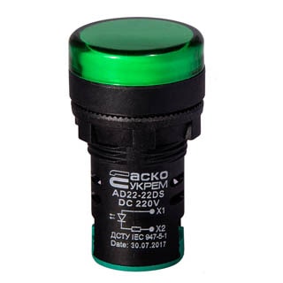 AD22-22DS зелена 220V DC, Сигнальна арматура