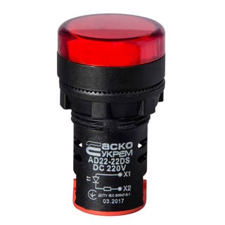 AD22-22DS червона 220V DC, Сигнальна арматура