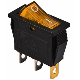 KCD3-101N YL/B, Перемикач 1 клав. жовтий з підсвічуванням