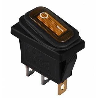 KCD3-101NW YL/B, Перемикач 1 клав. вологозах. жовтий з підсвічуванням