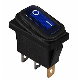 KCD3-101NW BL/B, Перемикач 1 клав. вологозах. синій з підсвічуванням