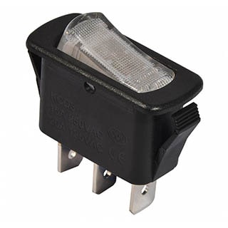 KCD3-101N-12 WH/B, Перемикач 1 клав. білий з підсвічуванням