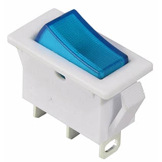 KCD3-101N-13 BL/WH, Перемикач 1 клав. синій з підсвічуванням