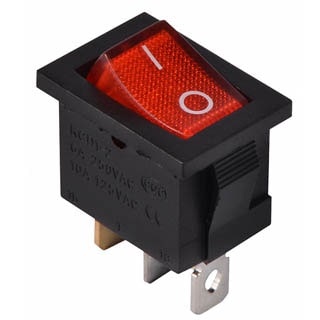 KCD1-2-101N 220V, Перемикач 1 клав. червоний з підсвічуванням