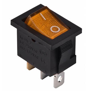 KCD1-2-101N 220V, Перемикач 1 клав. жовтий з підсвічуванням