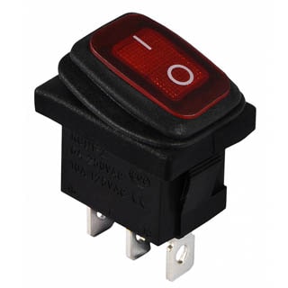 KCD1-2-101NW 220V, Перемикач 1 клав. вологозах. червоний з підсвічуванням