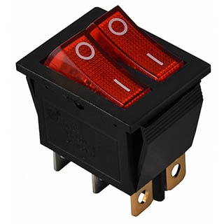 KCD2-2101N R/B, Перемикач 2 клав. червоний з підсвічуванням
