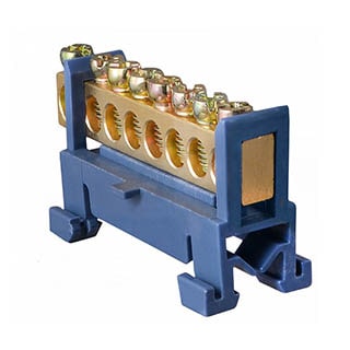 BC-508 6х9 8 отв. Нульова шина з ізолятором на Din-рейку