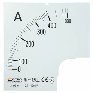 Шкала 400/5А до амперметра А-96-6, Аско