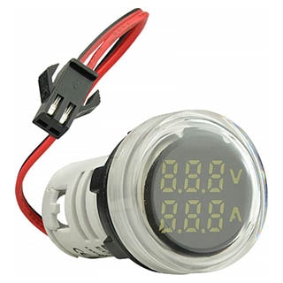ED16-22 VAD 0-100A, 50-500В Круглий цифровий вимірювач білий, Аско