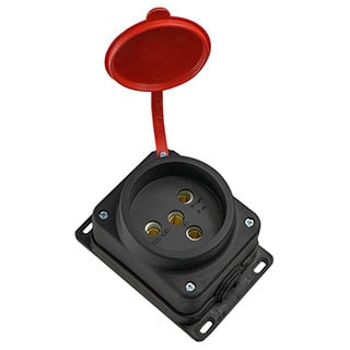 РК 3Р+PE 25А IP44, Розетка каучукова з захисною кришкою зовнішньої установки