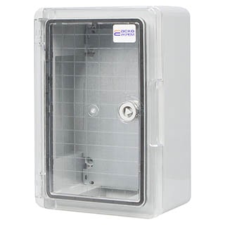 UBox 20*30*13, Корпус з АБС-пластику, ударостійкий, з монтажною панеллю, прозорі дверцята, IP65, АСКО