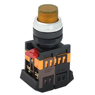 ABLFP-22 жовта d22мм неон/240В 1з+1р, Кнопка