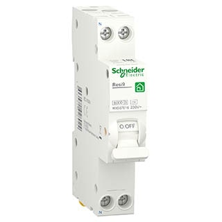 RESI9 6кА 1M 1P+N 25A хар-ка C 30мА тип А, Диференційний автомат Schneider