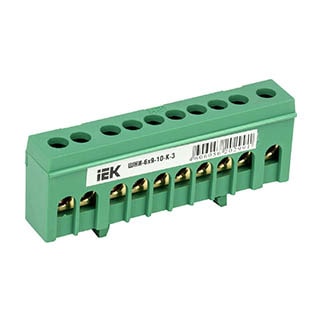 ШНІ-6х9-10-К-З, Шина IEK PE "земля" в корпусному ізоляторі на DIN-рейку