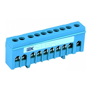 ШНІ-6х9-10-К-С, Шина IEK N "нуль" в корпусному ізоляторі на DIN-рейку