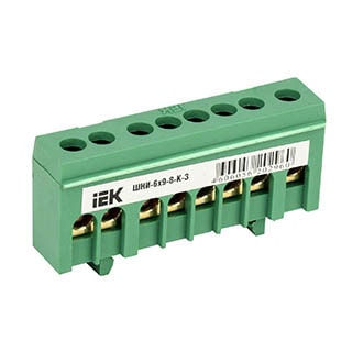 ШНІ-6х9-8-К-З, Шина IEK PE "земля" в корпусному ізоляторі на DIN-рейку