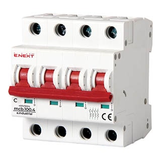 e.industrial.mcb.100.4.C10, 4 р, 10А, C, 10кА, Автоматичний вимикач, E.NEXT