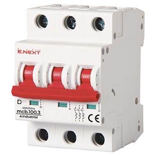 e.industrial.mcb.100.3.D.50, 3р, 50А, D, 10кА, Автоматичний вимикач, E.NEXT