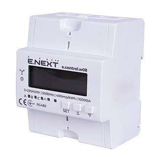 e.control.w08, Лічильник трифазний 10(100)А електронний клас 1.0 (некомерц.) RS485 E.NEXT