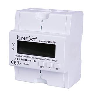 e.control.w09, Лічильник трифазний 5А/СТ електронний клас 1.0 (некомерц.) RS485 E.NEXT