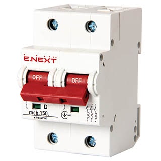 e.industrial.mcb.150.2.D63, 2р, 63А, D, 15кА, Автоматичний вимикач, E.NEXT