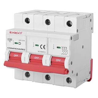 e.industrial.mcb.150.3.D125, 3р, 125А, D, 15кА, Автоматичний вимикач, E.NEXT