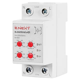 e.control.v01, 25А, Реле контролю напруги однофазне, E.NEXT