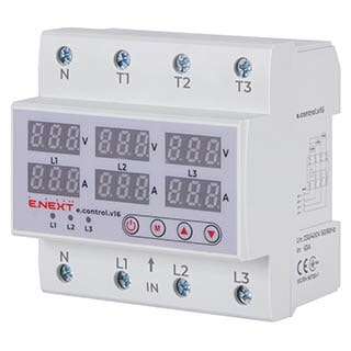 e.control.v16, Реле контролю напруги та струму трифазне 63А з індикацією, E.NEXT