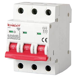e.mcb.pro.60.3.D.40, 3р, 40А, D, 6кА, Автоматичний вимикач, E.NEXT