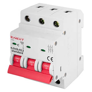 e.mcb.stand.45.3.C4, 3р, 4А, C, 4,5 кА, Автоматичний вимикач, E.NEXT