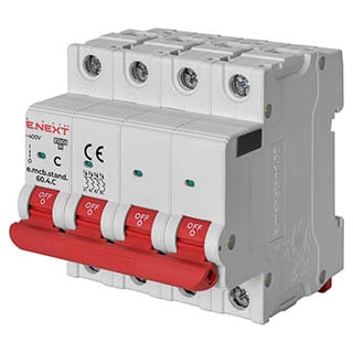 e.mcb.stand.60.4.C63, 4р, 63А, C, 6кА, Автоматичний вимикач, E.NEXT