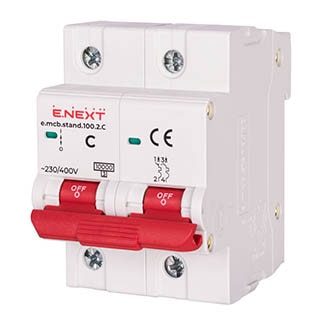 e.mcb.stand.100.2.C100, 2р, 100А, C, 10кА, Автоматичний вимикач, E.NEXT
